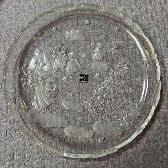 Mikasa Holiday Lights 13" Round Glass Serving Platter Christmas Theme - Picture 4 of 5